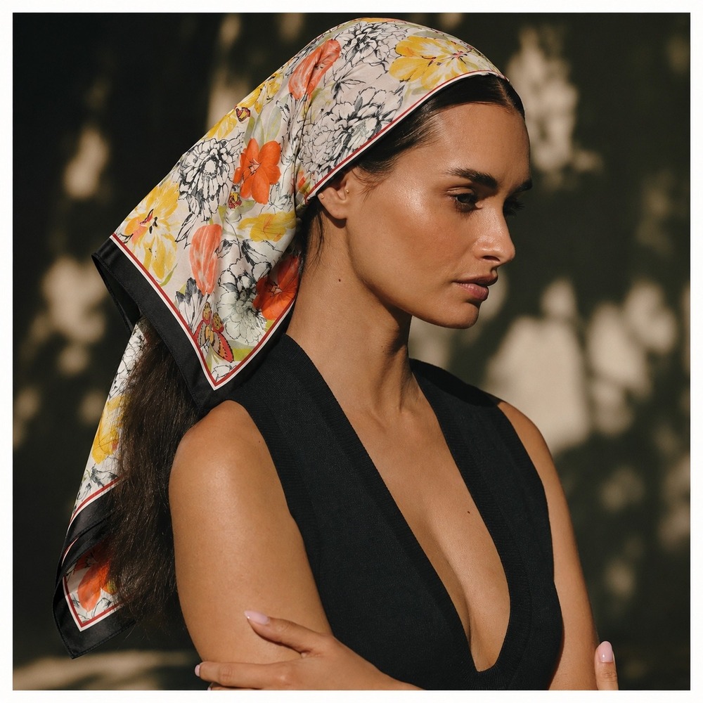 Vince Camuto Floral Butterfly Scarf Square Women Silky‎ Feel Summer Resort 48in